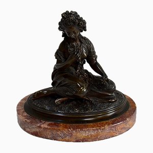 Bronze Patina Brune of Girl With Flowers, 20th Century