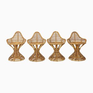 Tabourets en Rotin par Mary Beatrice Bloch pour Robert Wengler, Set de 4