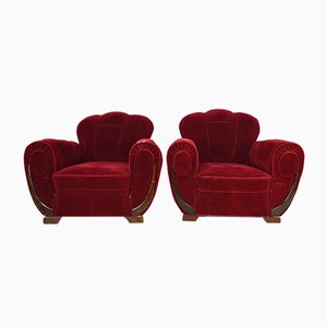 French Art Deco Club Armchairs, 1930s, Set of 4