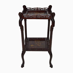 French Japonism Carved Wood & Lacquered Panels Side Table, 1880s