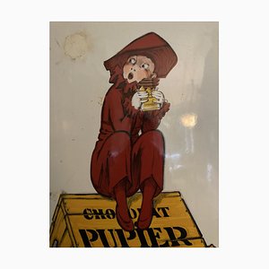 Art Deco French Chocolat Pupier Advertising Sign by Jean Dylen, 1920s