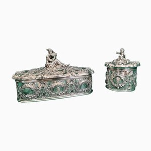 Scatole decorative in argento di Josef Carl Klinkosch, set di 2