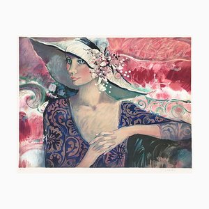 Femme avec un Chapeau Fleuri par Sachiko Imai