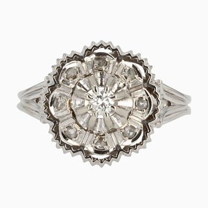 French Diamond 18 Karat White Gold Ring, 1960s