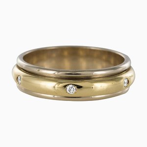 Modern White & Yellow Gold Diamond Mobile Wedding Ring