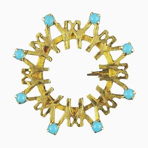 Montreal Universal Exhibition Turquoise Gold Brooch, 1967