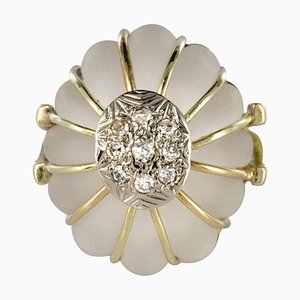 Diamonds Ring aus Bergkristall in Gelbgold, 1960er