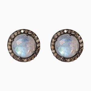 Mondgesteine Runde Ohrringe in Form von Diamanten in Silber