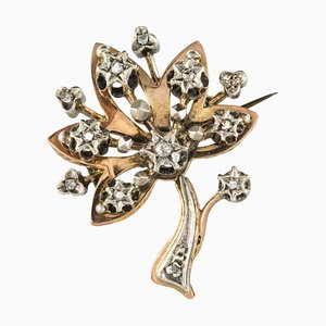 Broche Rose du 19ème Siècle en Arbre Doré par Silver