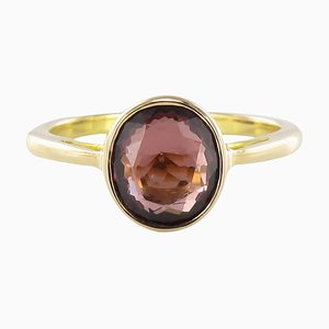 Solitaire Rhodolith Garnet Ring