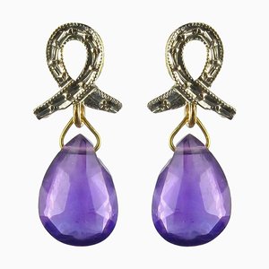 Aretes colgantes Baume Gold en amatista Briolette. Juego de 2