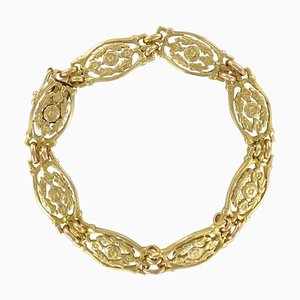 Bracelet en Or Jaune 18 Carat avec Motifs Floraux, France, 1900s