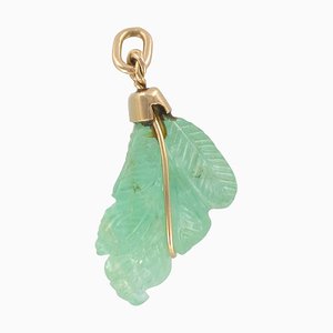 Engraved Emerald and 18 Karat Gold Pendant Charm, 1960s