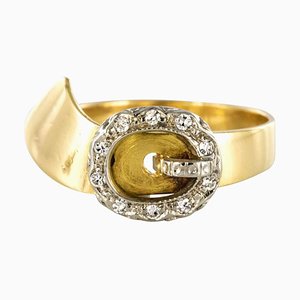 French Diamond and Gold Belt Ring