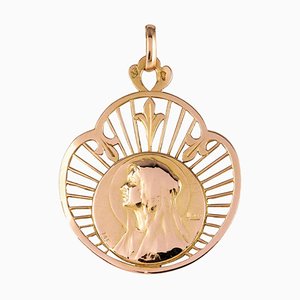 French 19th Century 18 Karat Rose Gold Haloed Virgin Medal