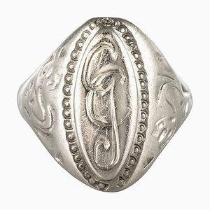 Bague Chevalière du 19ème Siècle Unisexe en Argent