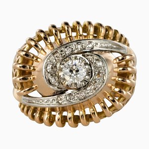 Retro Swirl Ring mit Diamant und 18 Karat Gelbgold, 1960er