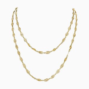20th Century 18 Karat Yellow Gold Filigree Long Chain Necklace