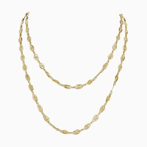 Collier en Chaîne en Or Filigrane Jaune 18 Carat Longue à Chaîne