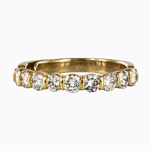 1.49 Carat Diamond and 18 Karat Yellow Gold Wedding Band Ring