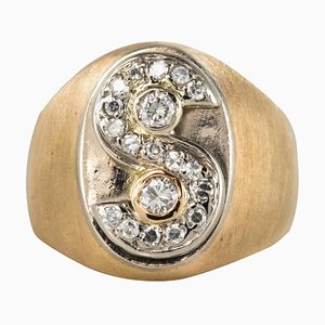 S Shape Diamond Signet Ring, 1950s