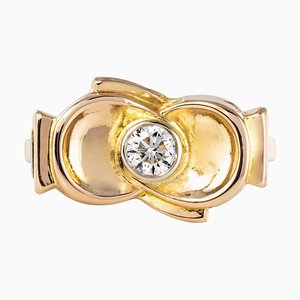 Ring aus 18 Karat Gelbgold mit Diamanten und Knoten, 1950er