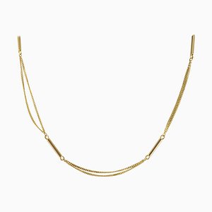 Curb Mesh and Sticks 18 Karat Yellow Gold Double Chain, 1980s