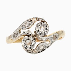 Französischer Ring mit Diamanten und 18 Karat Gelbgold, 1920er