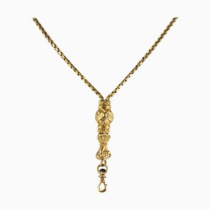 19th Century 3 Slide Gloved Hand 18 Karat Yellow Gold Necklace, 1940s