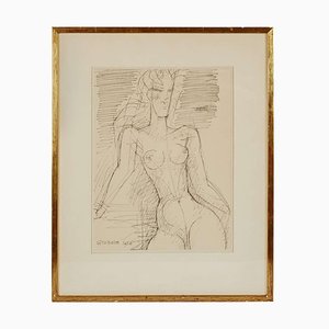 Disegno della vita di donna nuda di Marcel Gromaire, 1956