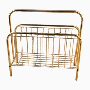 Mid-Century Brass Magazine Rack