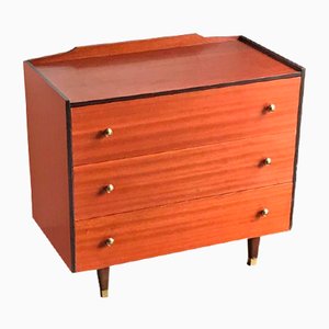 Vintage Chest of Drawers with Black Trim and Gold Knobs