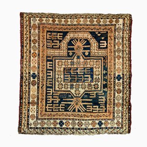 Vintage Blue & Rust Dagestan Kazak Rug