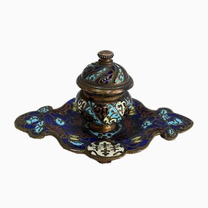 Bronze and Enamel Cloisonné Inkwell