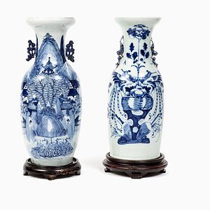 Chinesische Vasen in Blau, 1850er, 2er Set