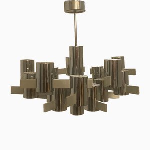 Lampadario in acciaio ed alluminio di Gaetano Sciolari