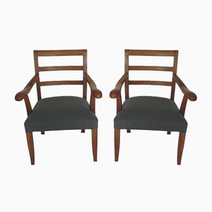 Solid Cherry Wood Chairs, 1970s, Set of 2