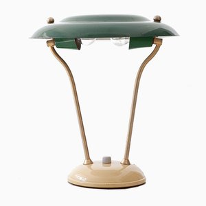 Italian Green and Cream Table Lamp, 1950s