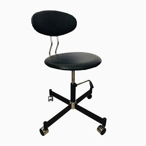 Black Leather Office Chair, 1970s