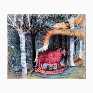 Keziat, I Dreamed a Strong Wind, Original Mixed Media Drawing, 2020