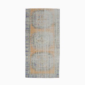 Tapis de Couloir 4x8 Vintage Oushak Fait Main en Laine Orange, Turquie