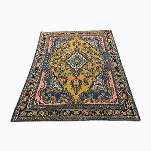 Tapis Oushak 7x10 Vintage Fait Main en Laine Jaune, Turquie