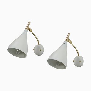 Mid-Century White Adjustable Sconces or Wall Lights from Cosack, 1950s, Set of 2