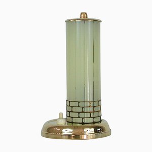Swedish Brass and Striped Glass Table or Bedside Lamp, 1940s