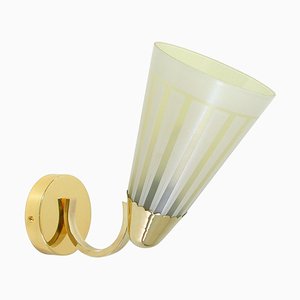 Mid-Century German Brass and Glass Wall Light Sconce, 1950s