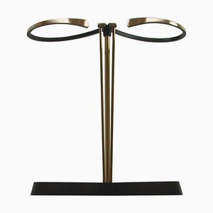 Austrian Black Lacquered and Brass Umbrella Stand in the Style of Walter Hagenauer, 1950s