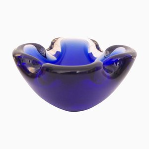 Italienischer Kobalt Murano Glas Aschenbecher, 1960er