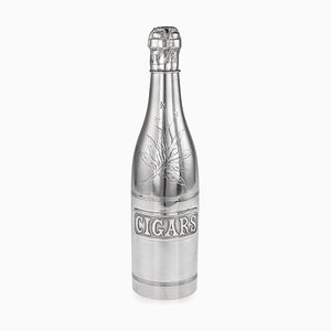 20th Century Silver Plated Champagne Bottle Cigar Holder, 1910