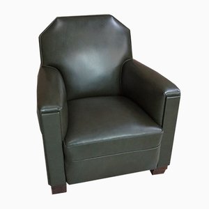 Art Deco Club Chair in Wood and Leatherette