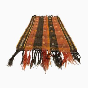 Vintage Turkish Brown Terracotta Kilim Runner Rug